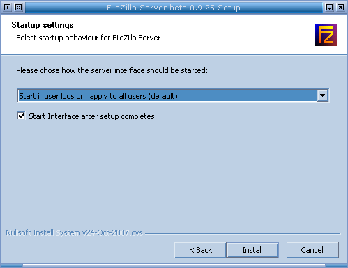 Installation : Écran du comportement du client de configuration